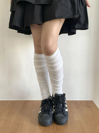 Double-banded Ribbed High-Elasticity Long Over-the-Knee Socks