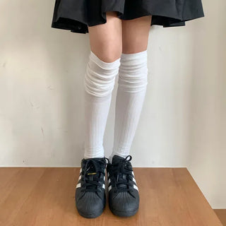 Double-banded Ribbed High-Elasticity Long Over-the-Knee Socks