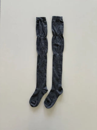 Double-banded Ribbed High-Elasticity Long Over-the-Knee Socks
