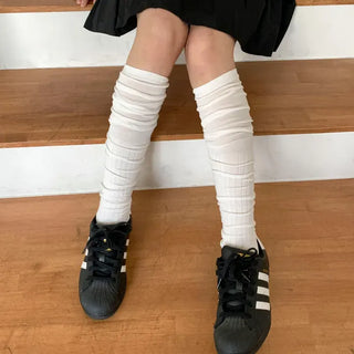Double-banded Ribbed High-Elasticity Long Over-the-Knee Socks