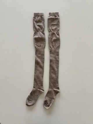 Double-banded Ribbed High-Elasticity Long Over-the-Knee Socks