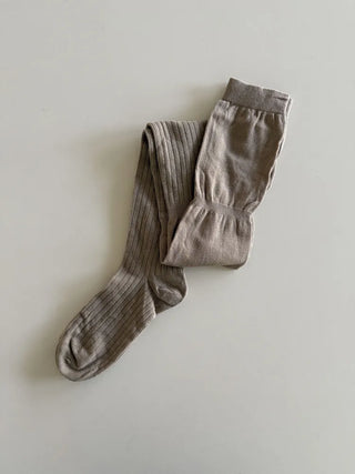Double-banded Ribbed High-Elasticity Long Over-the-Knee Socks
