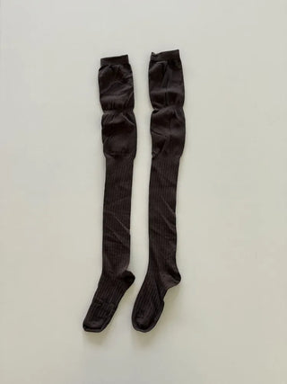 Double-banded Ribbed High-Elasticity Long Over-the-Knee Socks
