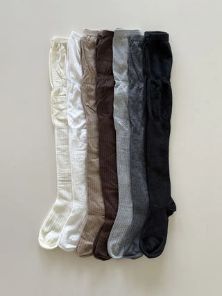 Double-banded Ribbed High-Elasticity Long Over-the-Knee Socks