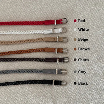 Low Thin Code Slim Layered Leather Red Belt