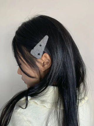 MutiDot Dot Pattern Big Wool Triangle Round Hairpin