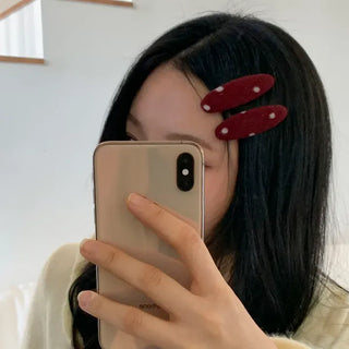 MutiDot Dot Pattern Big Wool Triangle Round Hairpin