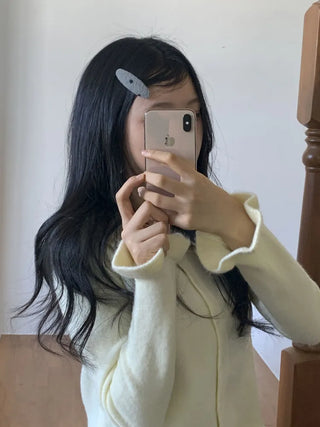 MutiDot Dot Pattern Big Wool Triangle Round Hairpin