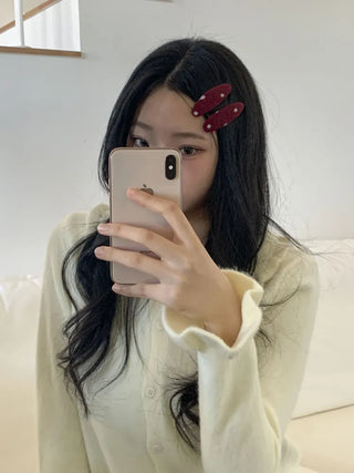 MutiDot Dot Pattern Big Wool Triangle Round Hairpin