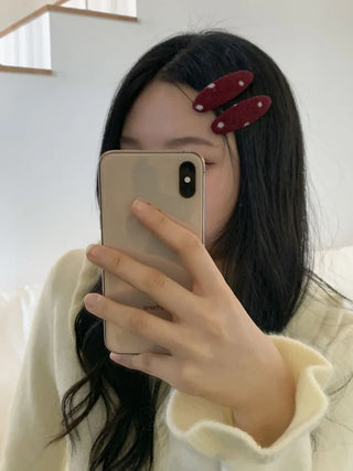 MutiDot Dot Pattern Big Wool Triangle Round Hairpin