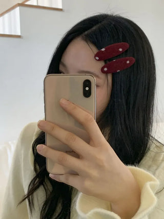 MutiDot Dot Pattern Big Wool Triangle Round Hairpin