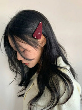 MutiDot Dot Pattern Big Wool Triangle Round Hairpin