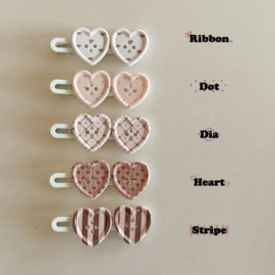 Sweetie Love Heart Button Hairpin 5 Types