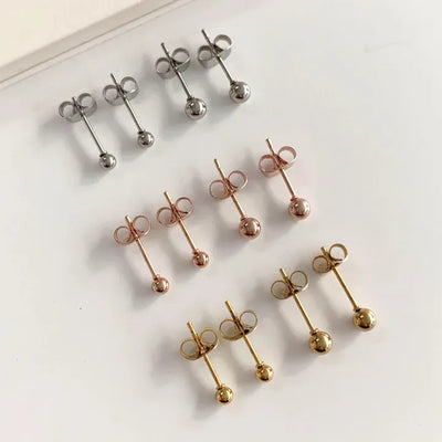 Set of 4 Dayball Rose Gold Gold Silver Earrings Non-tarnishing Stud Earrings