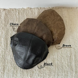 Patina Washed Leather Hunting Cap