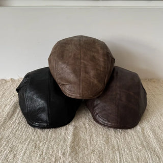 Patina Washed Leather Hunting Cap