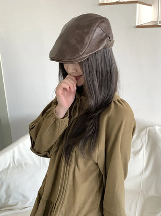 Patina Washed Leather Hunting Cap