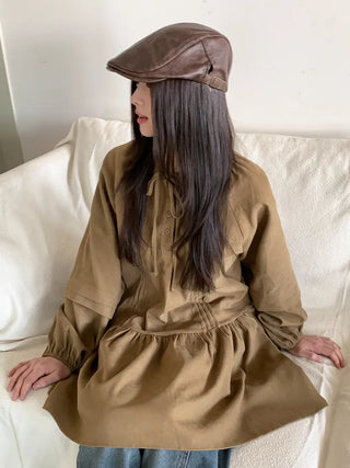 Patina Washed Leather Hunting Cap