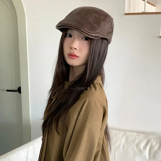 Patina Washed Leather Hunting Cap