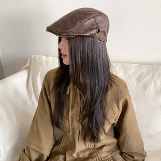 Patina Washed Leather Hunting Cap