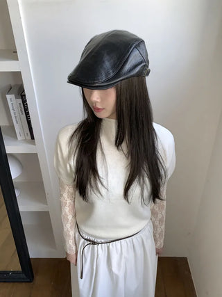 Patina Washed Leather Hunting Cap