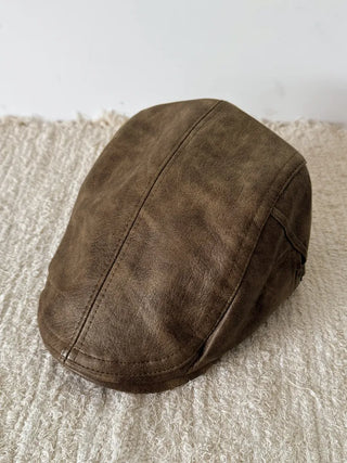 Patina Washed Leather Hunting Cap