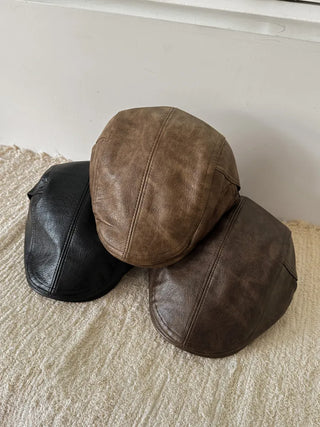 Patina Washed Leather Hunting Cap