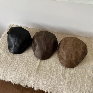 Patina Washed Leather Hunting Cap