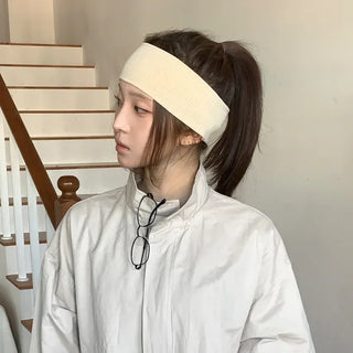 All-Color Ribbed Knit Plain Bandana Hairband