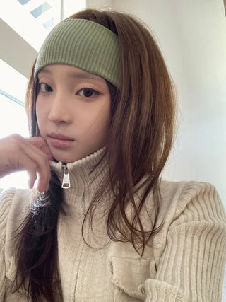All-Color Ribbed Knit Plain Bandana Hairband
