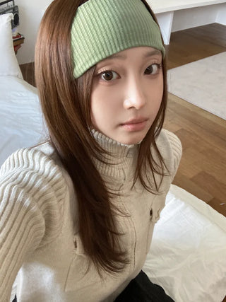 All-Color Ribbed Knit Plain Bandana Hairband