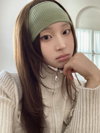 All-Color Ribbed Knit Plain Bandana Hairband