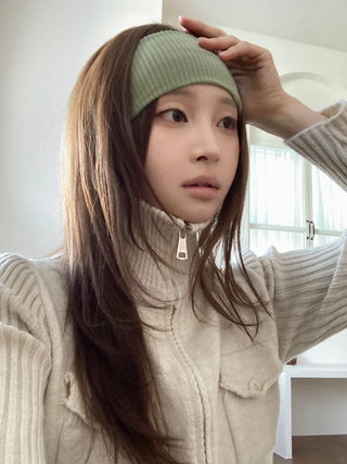 All-Color Ribbed Knit Plain Bandana Hairband