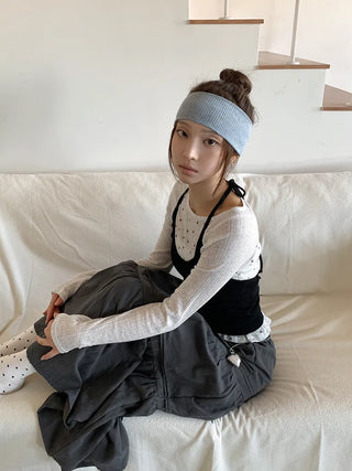 All-Color Ribbed Knit Plain Bandana Hairband