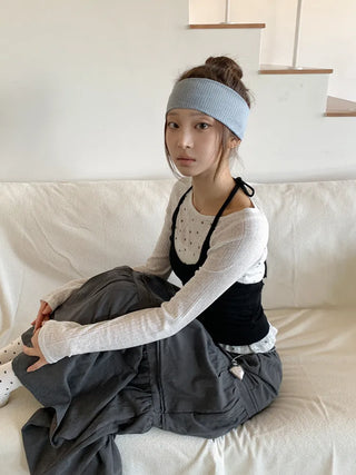 All-Color Ribbed Knit Plain Bandana Hairband