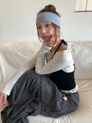 All-Color Ribbed Knit Plain Bandana Hairband