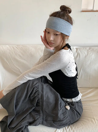 All-Color Ribbed Knit Plain Bandana Hairband