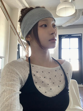 All-Color Ribbed Knit Plain Bandana Hairband
