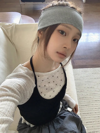 All-Color Ribbed Knit Plain Bandana Hairband
