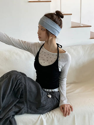 All-Color Ribbed Knit Plain Bandana Hairband