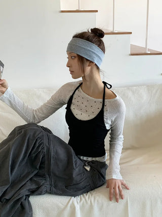 All-Color Ribbed Knit Plain Bandana Hairband