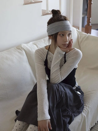 All-Color Ribbed Knit Plain Bandana Hairband