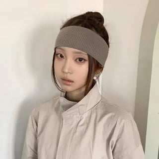 All-Color Ribbed Knit Plain Bandana Hairband