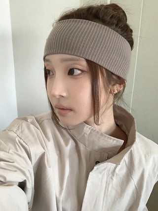 All-Color Ribbed Knit Plain Bandana Hairband