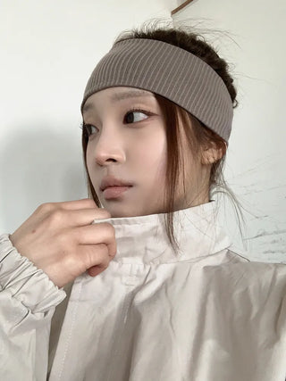 All-Color Ribbed Knit Plain Bandana Hairband