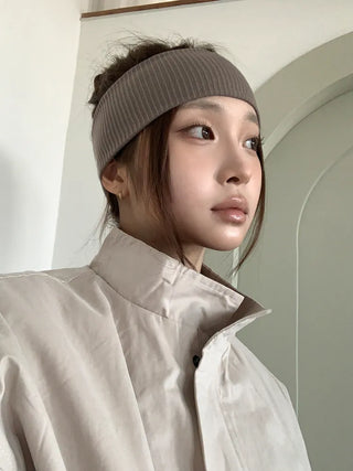 All-Color Ribbed Knit Plain Bandana Hairband
