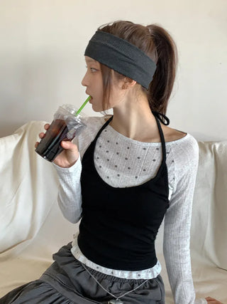 All-Color Ribbed Knit Plain Bandana Hairband