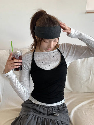 All-Color Ribbed Knit Plain Bandana Hairband