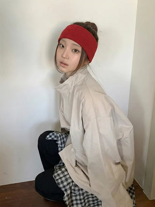 All-Color Ribbed Knit Plain Bandana Hairband
