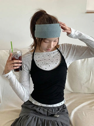 All-Color Ribbed Knit Plain Bandana Hairband
